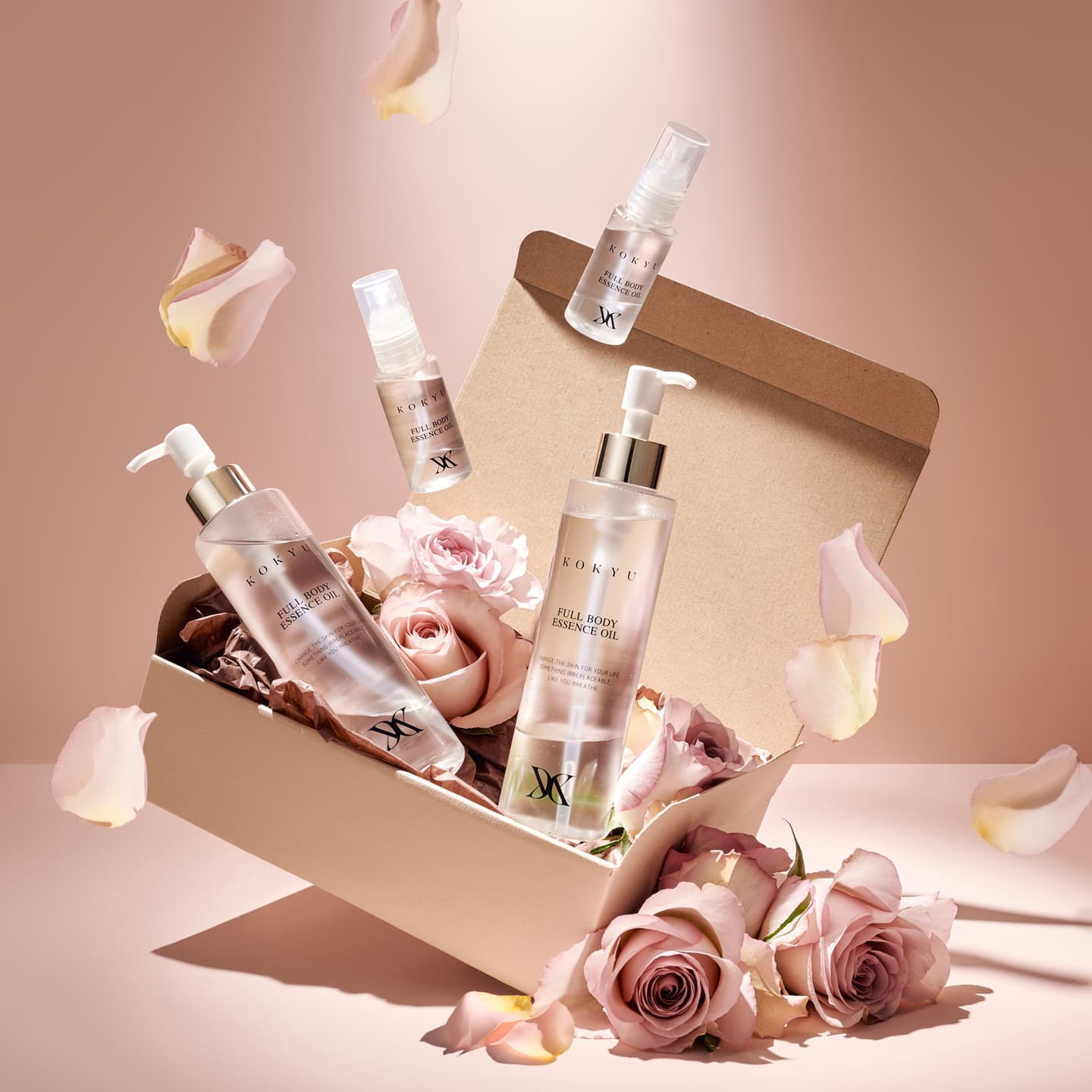 特別感を演出したプレゼントセット用の化粧品撮影